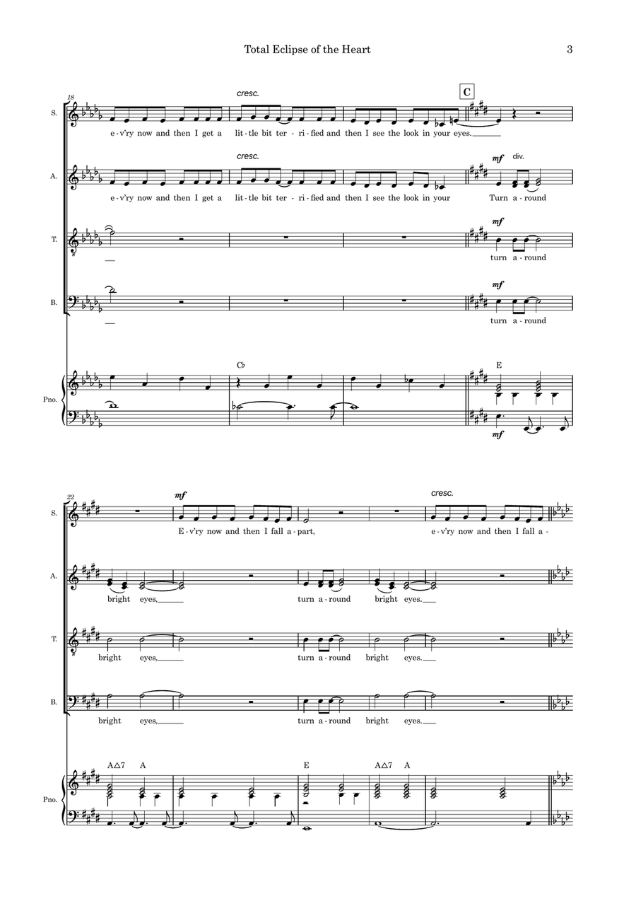 Total Eclipse Of The Heart 4-Part scores gallery preview page 3