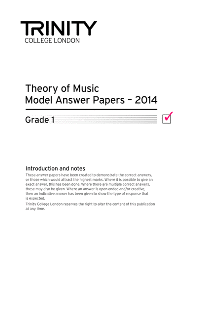 Theory Model Answer Papers 2014: Grade 1 Answer Guides scores gallery preview page 1