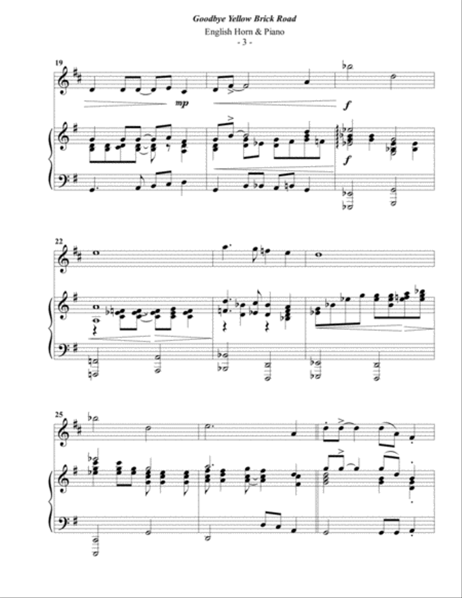Goodbye Yellow Brick Road English Horn scores gallery preview page 3