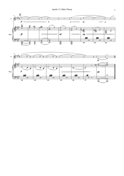 Main Title - Apollo 13 by James Horner B-Flat Clarinet - Digital Sheet Music