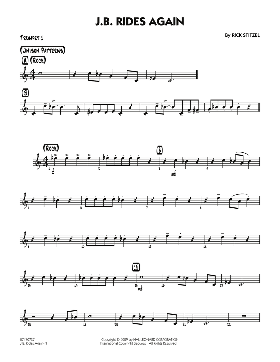 J.B. Rides Again - Trumpet 1 Jazz Ensemble scores gallery preview page 1