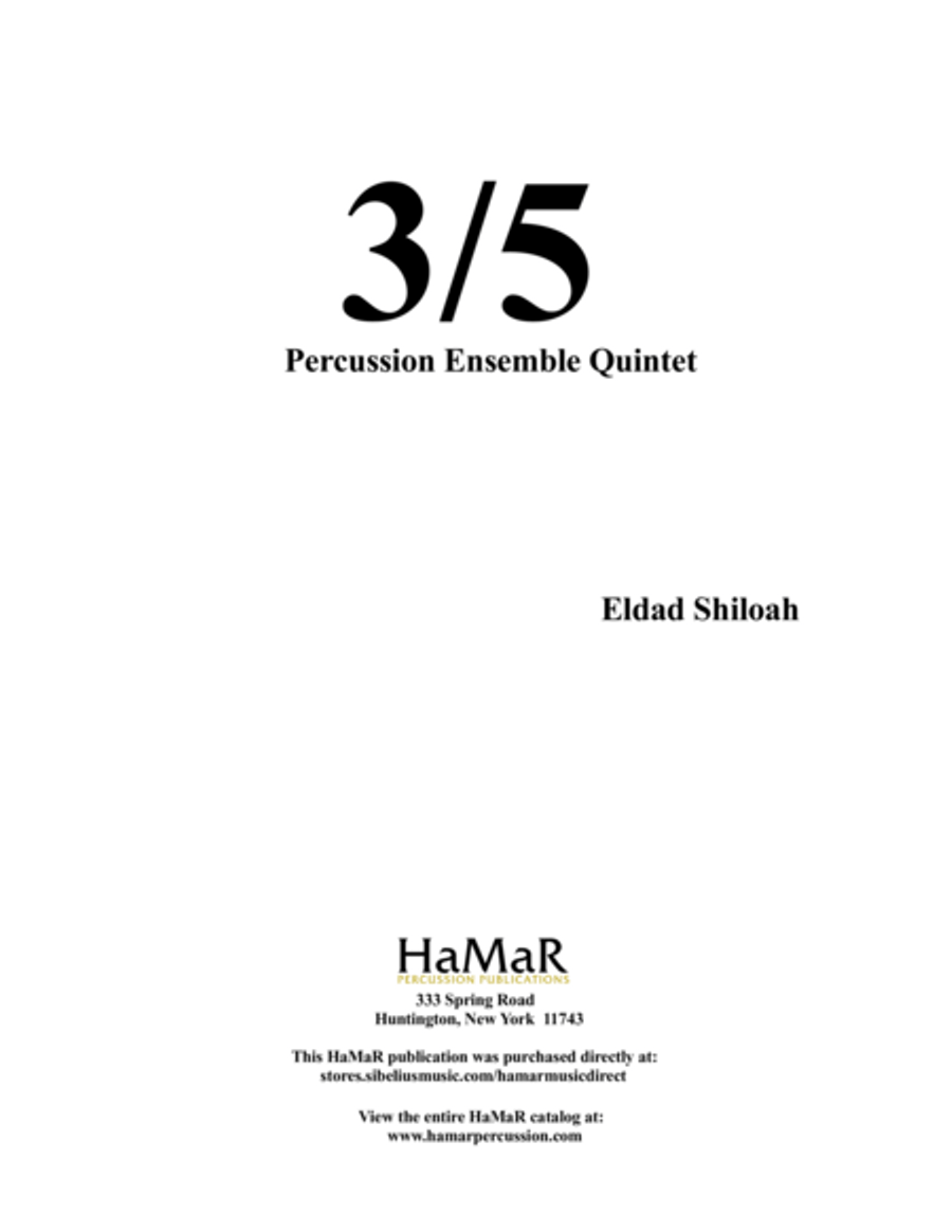 3/5 Percussion Quintet 3/5 Percussion Quintet Percussion scores gallery preview page 1