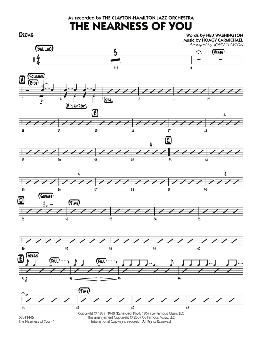 The Nearness Of You - Drums Jazz Ensemble scores gallery preview page 1