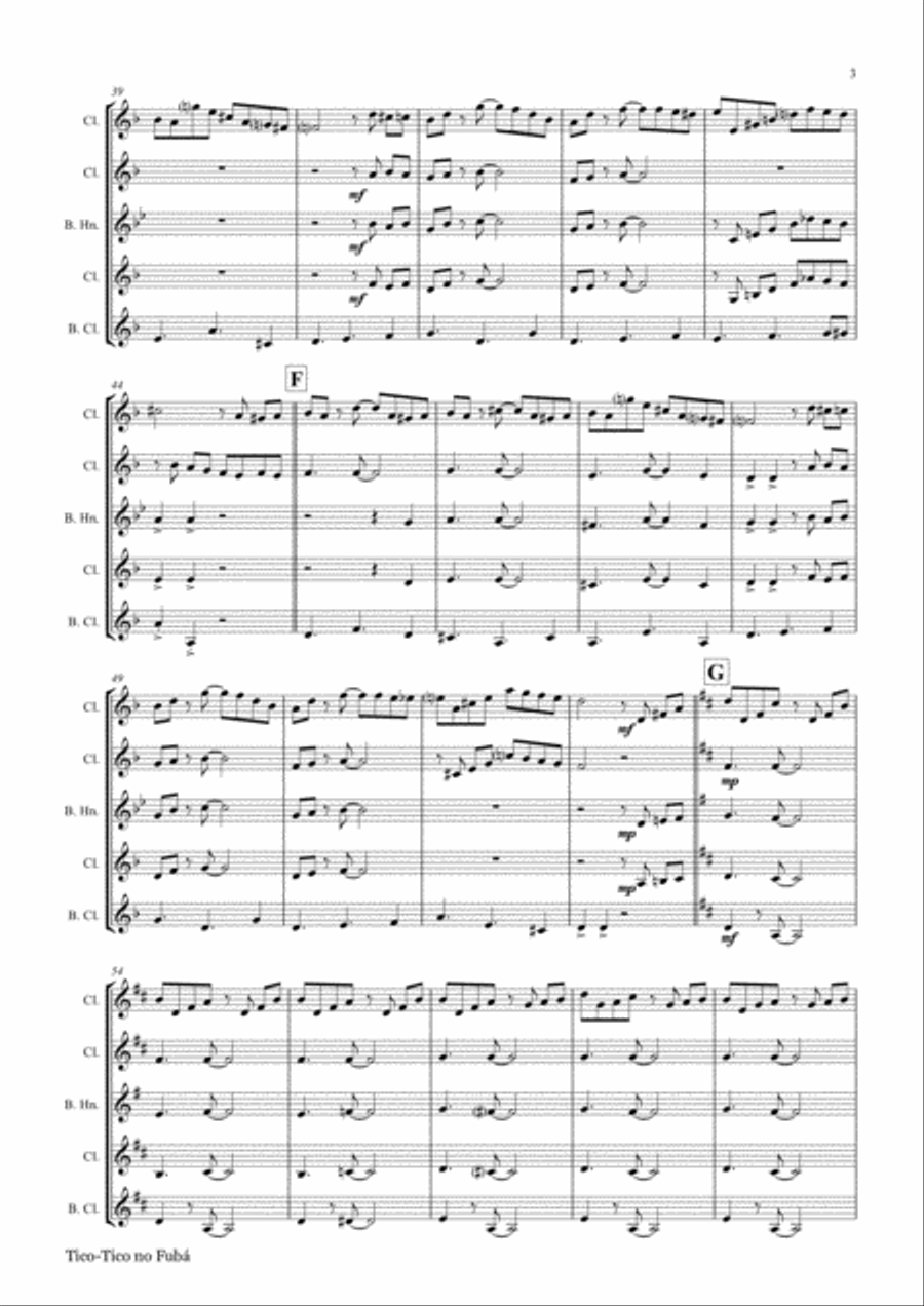 Tico-Tico no Fubá - Choro - Clarinet Quartet Clarinet Quartet scores gallery preview page 4