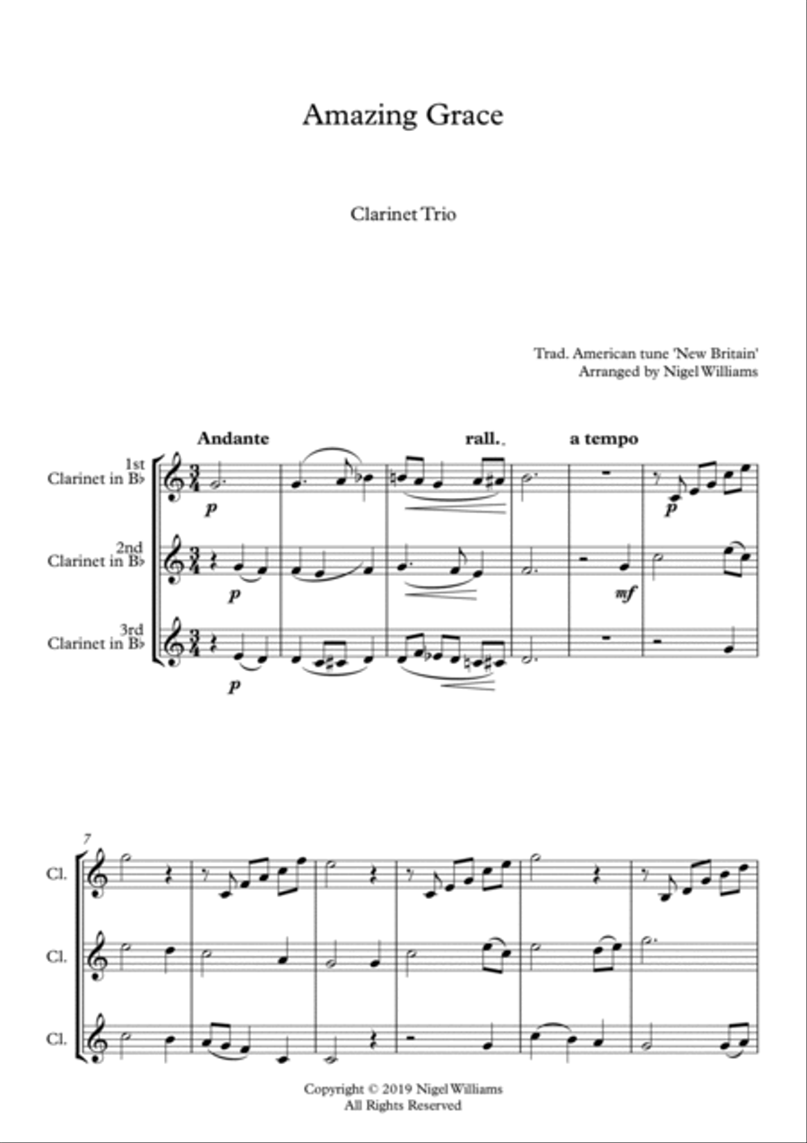 Amazing Grace, for Clarinet Trio Clarinet Trio scores gallery preview page 2