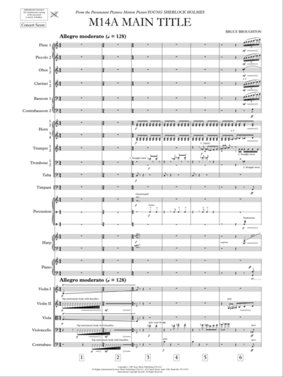Young Sherlock Holmes Main Theme - Score Only Full Orchestra scores gallery preview page 3