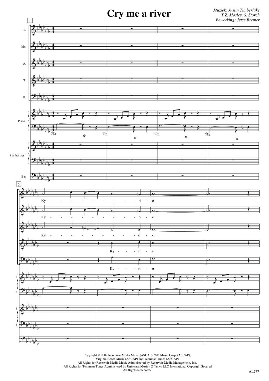 Cry Me A River Cry Me A River 4-Part scores gallery preview page 1