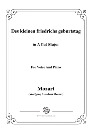 Book cover for Mozart-Des kleinen friedrichs geburtstag,in A flat Major,for Voice and Piano