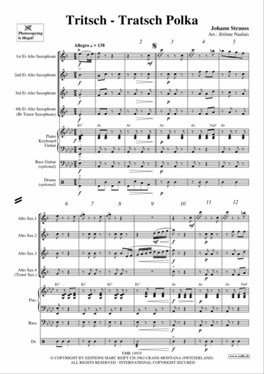 Tritsch-Tratsch Polka Alto Saxophone scores gallery preview page 3