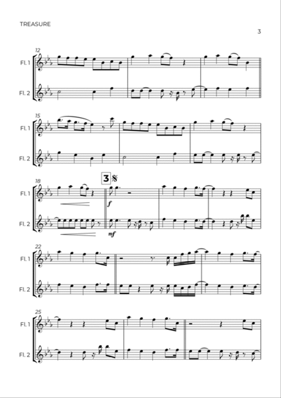 Treasure Treasure Flute Duet scores gallery preview page 3