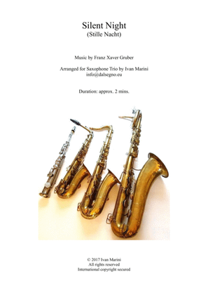 SILENT NIGHT - STILLE NACHT - for easy Saxophone Trio
