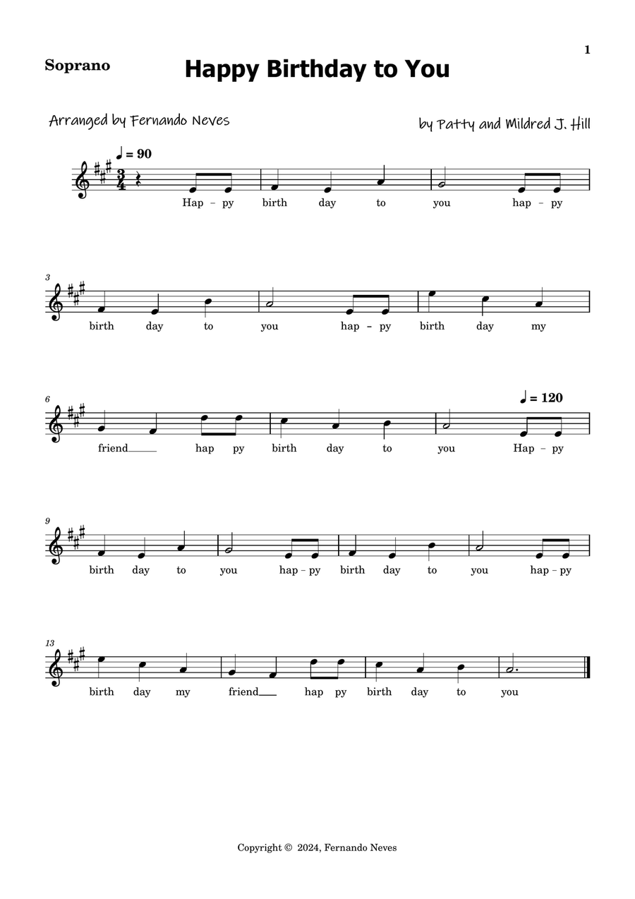 Happy Birthday to You (for 4-Voice Choir) 4-Part scores gallery preview page 5
