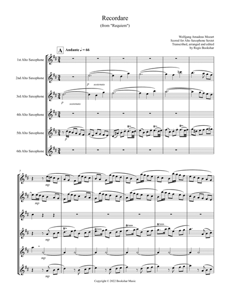 Recordare (from "Requiem") (F) (Alto Saxophone Sextet)