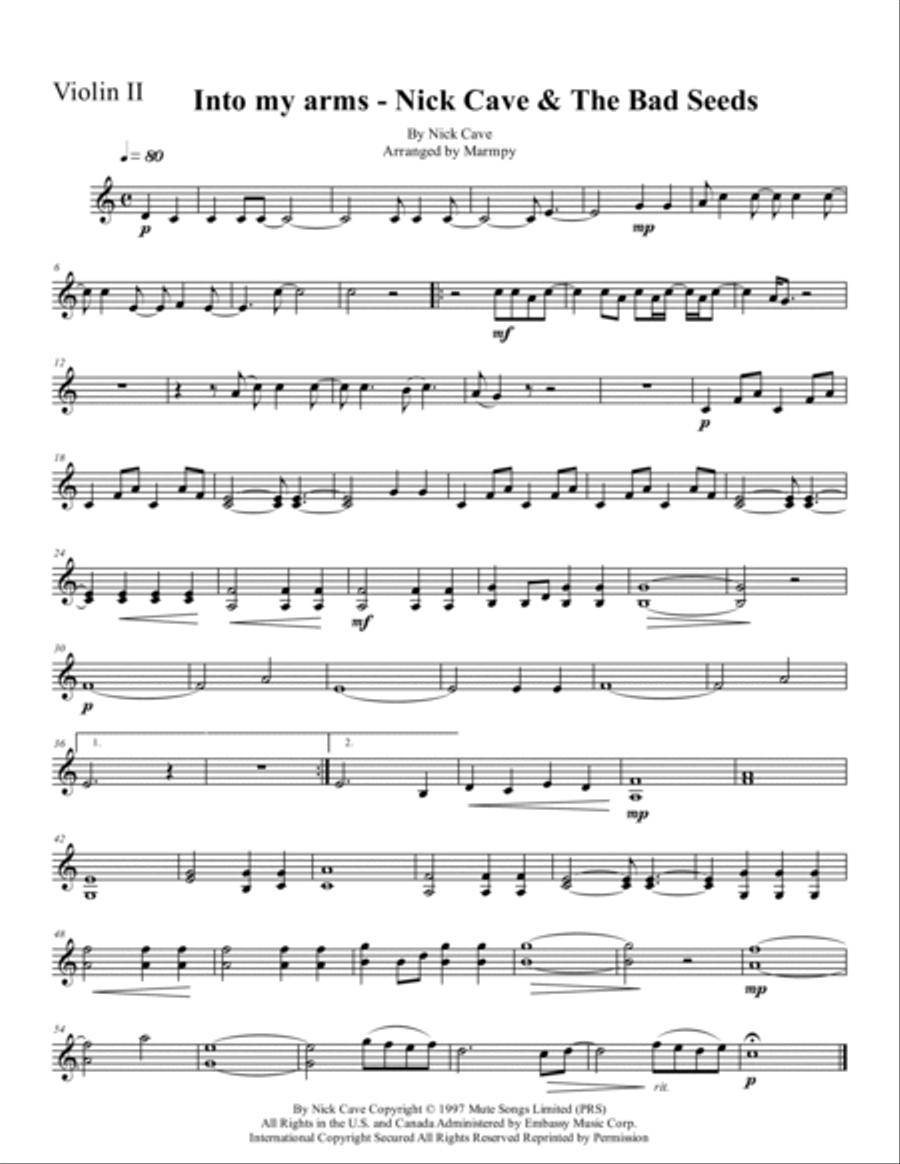 Into My Arms String Quartet scores gallery preview page 2