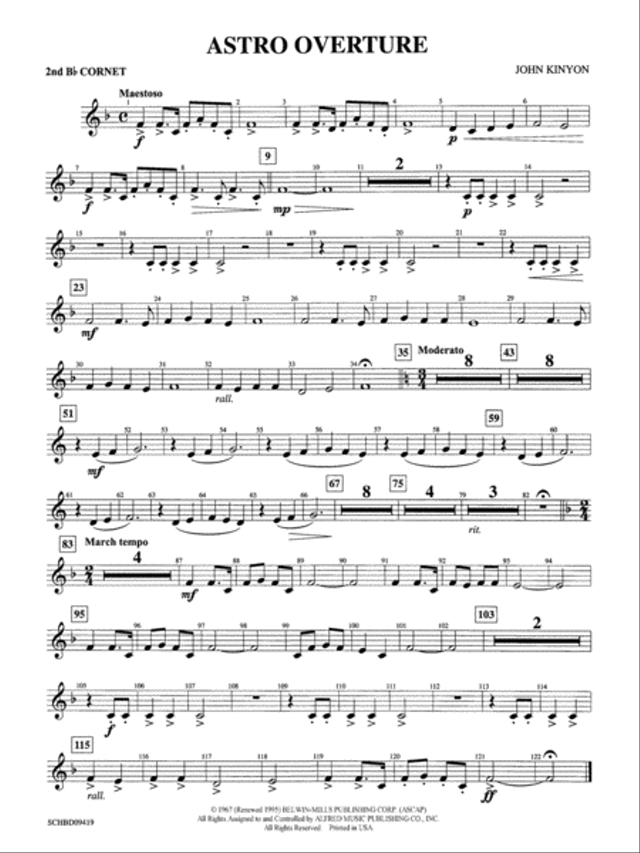 Astro Overture: 2nd B-flat Cornet Concert Band scores gallery preview page 1