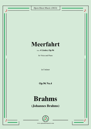 Book cover for Brahms-Meerfahrt,Op.96 No.4 in f minor,for Voice and Piano