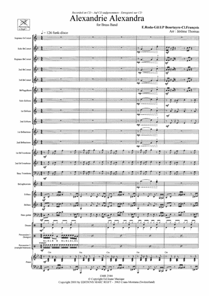 Alexandrie Alexandra by Claude Francois Brass Band - Sheet Music