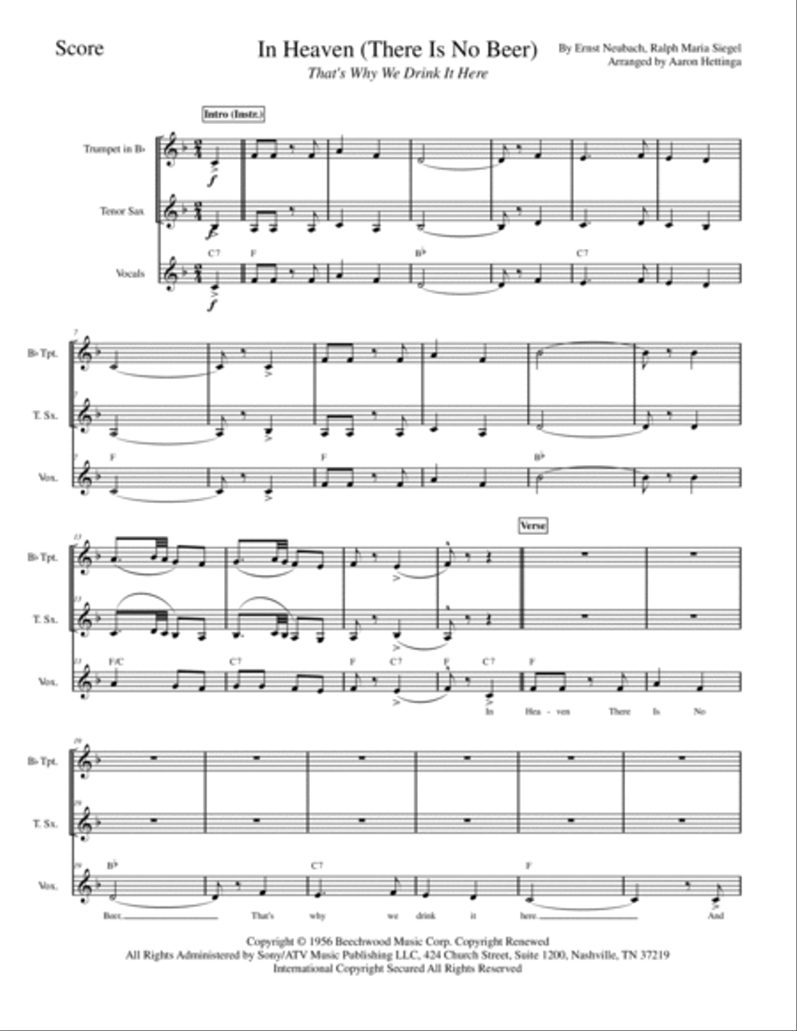 In Heaven There Is No Beer Small Ensemble scores gallery preview page 3