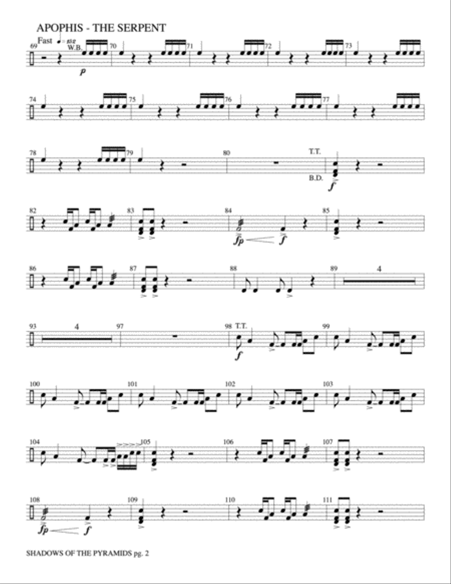 Shadows of the Pyramids: 2nd Percussion Concert Band scores gallery preview page 2