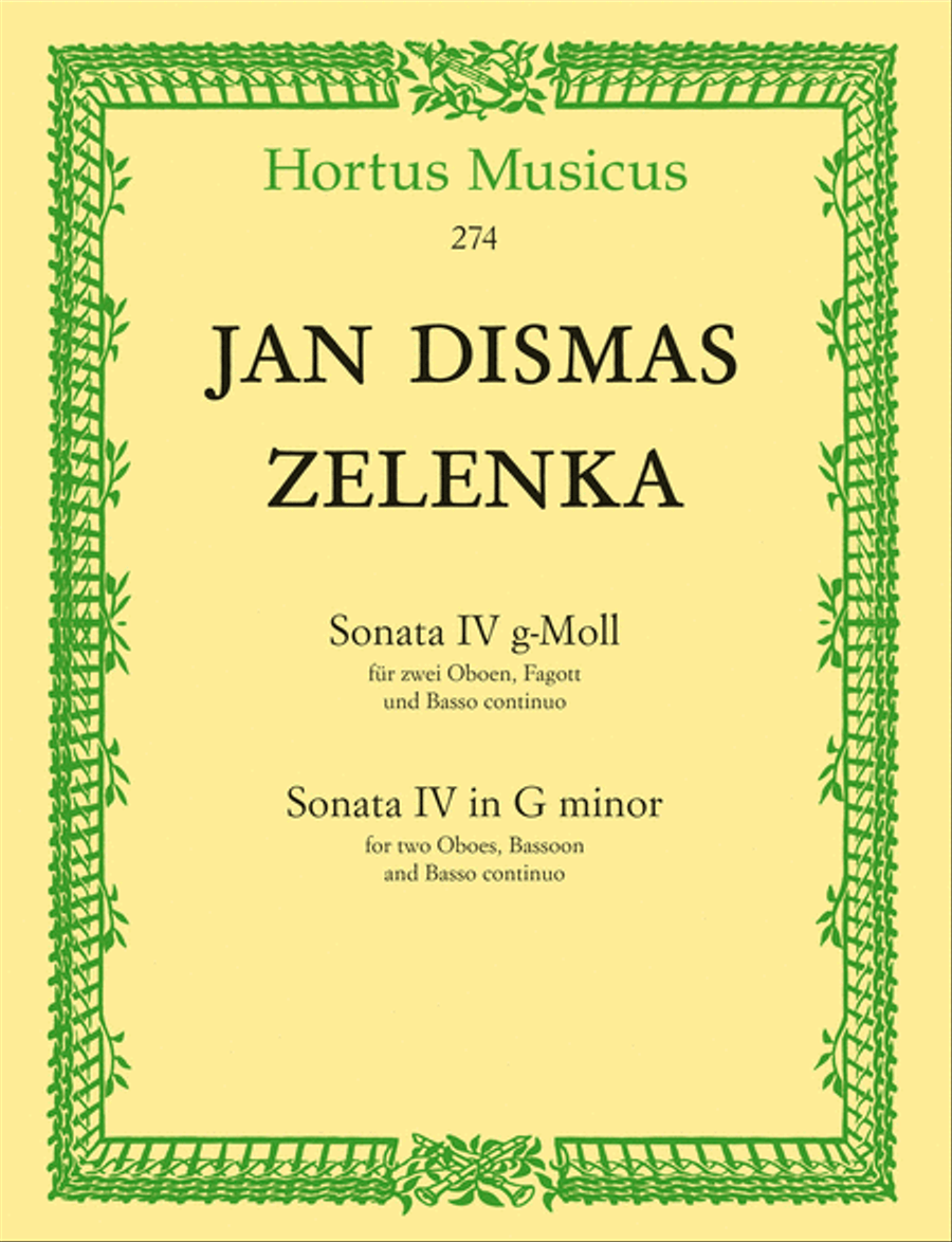 6 Sonaten fur 2 Oboen oder Violine und Oboe, Fagott (Violoncello) und Basso continuo. Heft 4 (Sonate IV) g minor ZWV 181/4