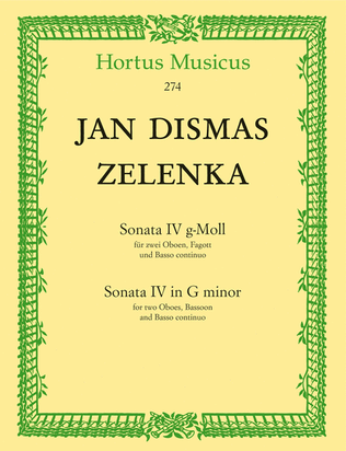 Book cover for 6 Sonaten fur 2 Oboen oder Violine und Oboe, Fagott (Violoncello) und Basso continuo. Heft 4 (Sonate IV) g minor ZWV 181/4