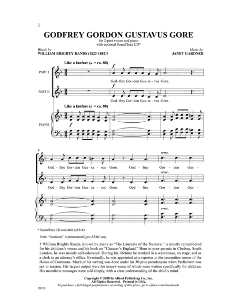 Godfrey Gordon Gustavus Gore 2-Part scores gallery preview page 2
