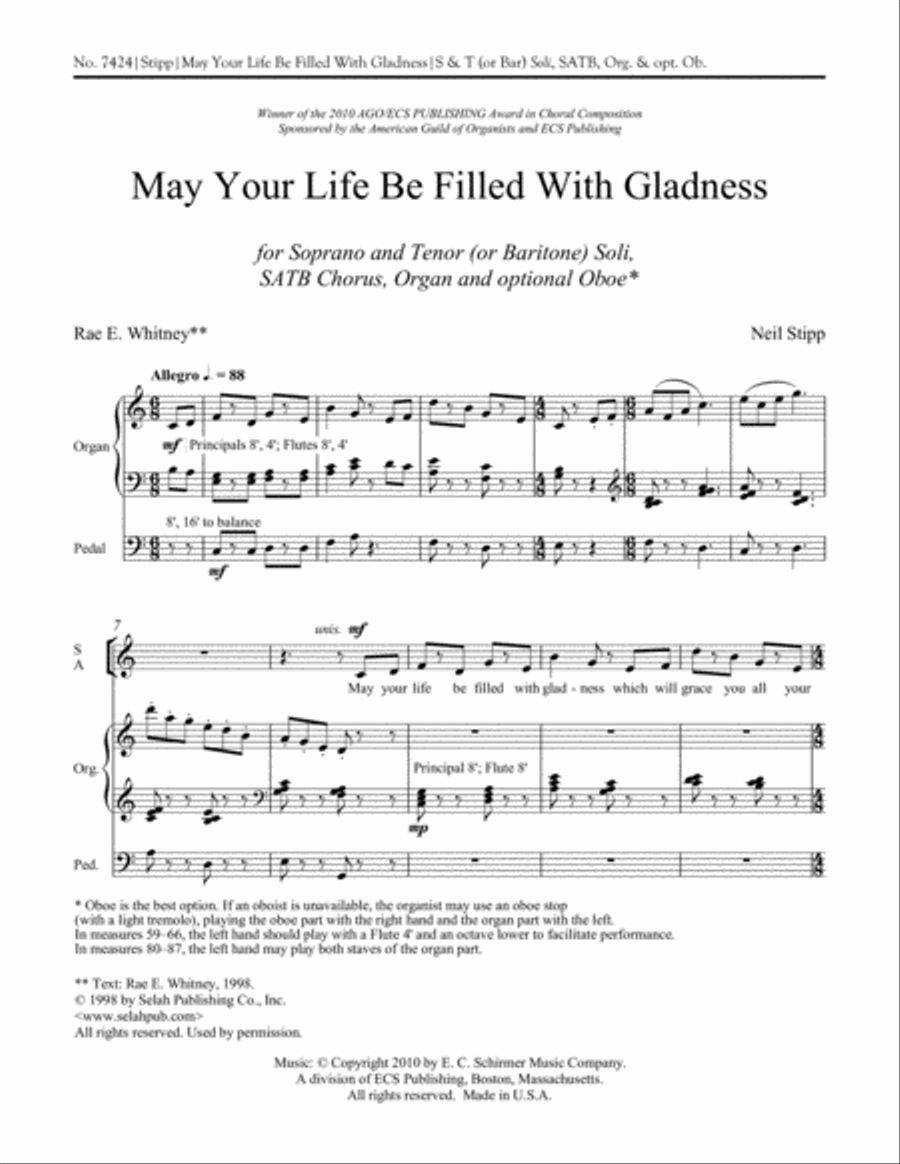 May Your Life Be Filled With Gladness 4-Part scores gallery preview page 2