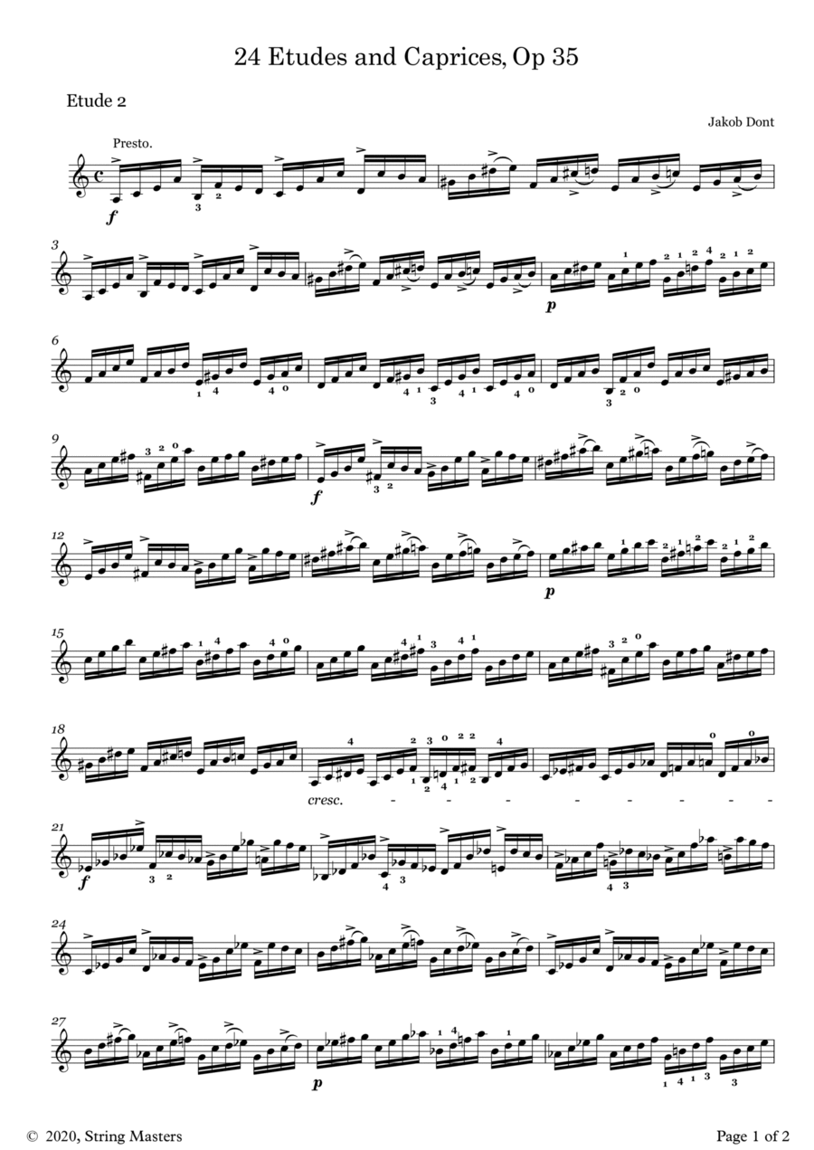 DONT 24 Etudes and Caprices Op35 for Violin No 02 by Jakob Dont