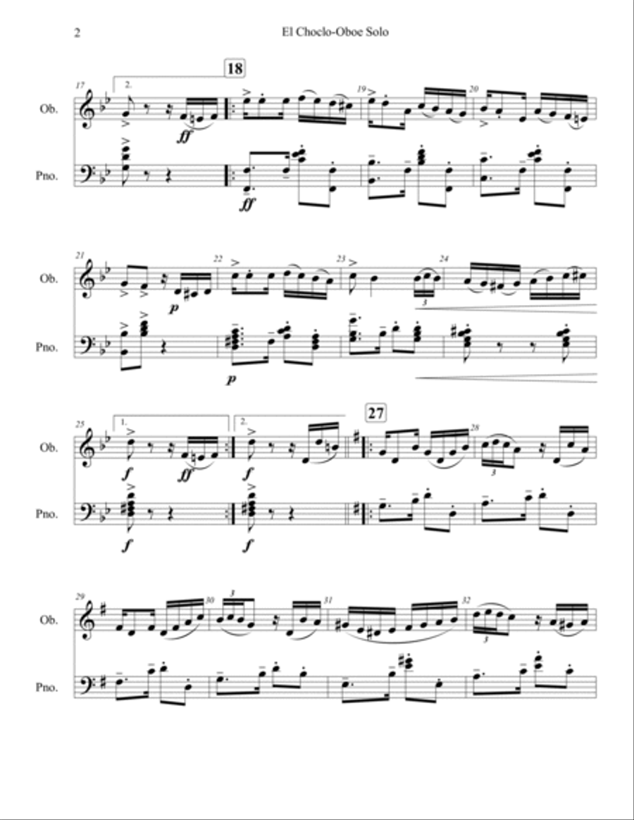 El Choclo-Oboe Solo (Optional Piano Accompaniment) Chamber Music scores gallery preview page 4