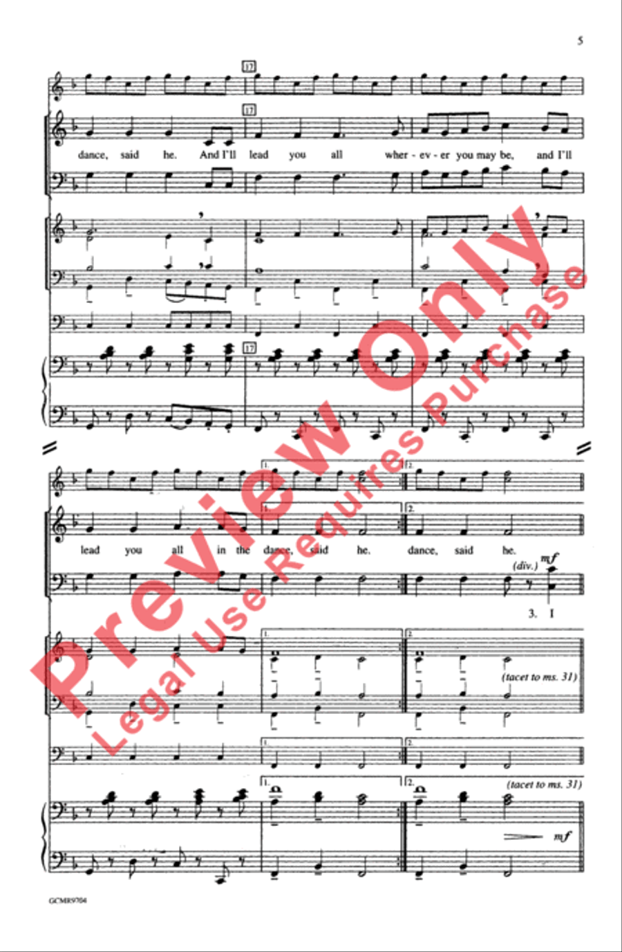 Concertato on Lord of the Dance 4-Part scores gallery preview page 5