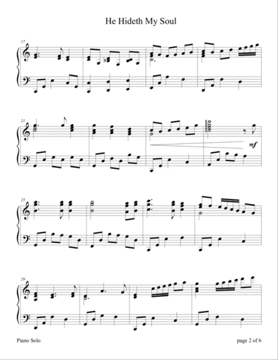He Hideth My Soul Piano Solo scores gallery preview page 2