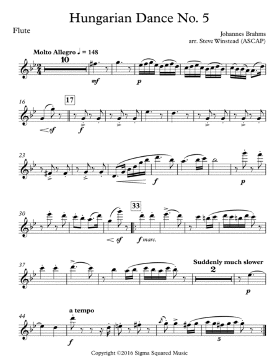 Hungarian Dance No. 5 for Woodwind Quintet Woodwind Quintet scores gallery preview page 6
