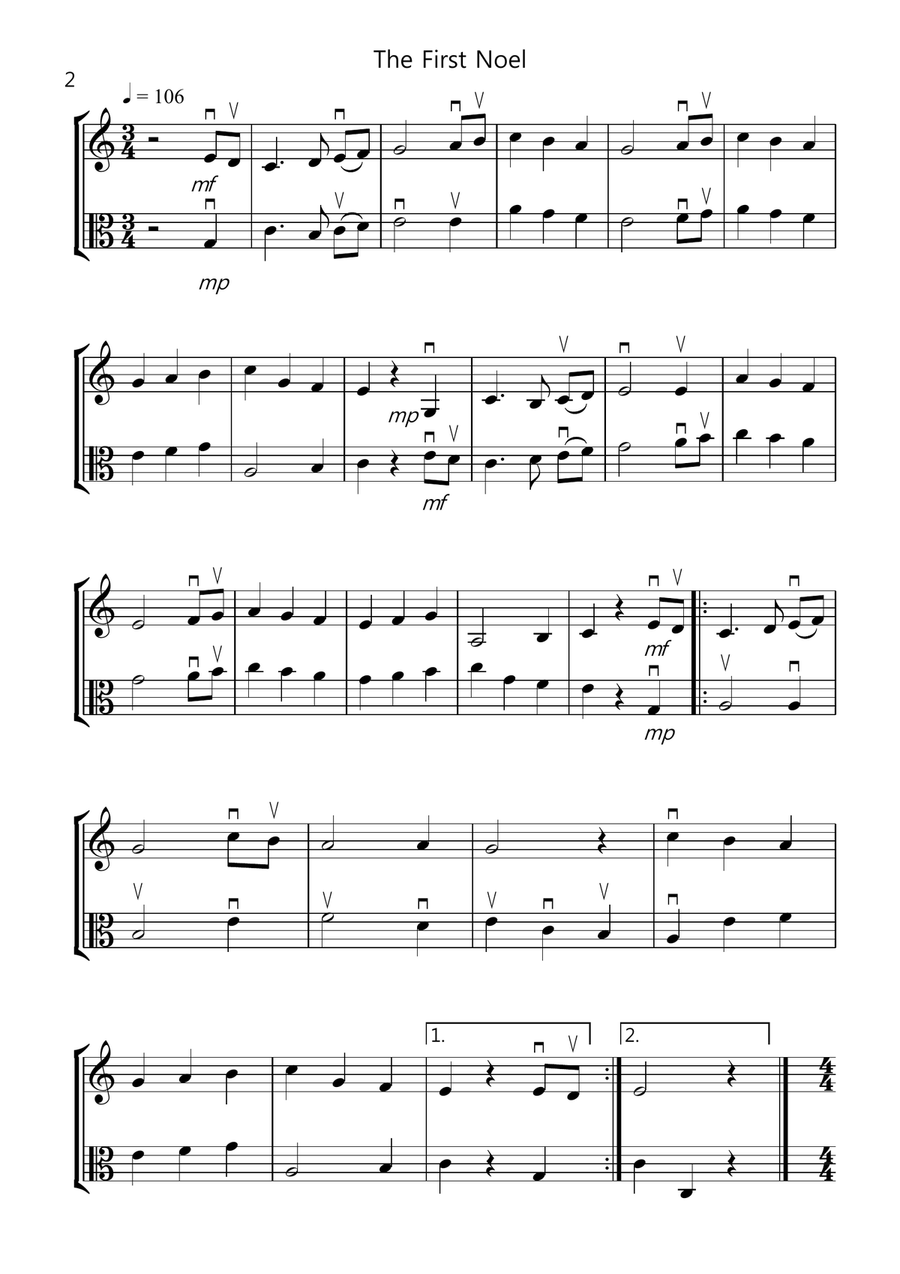 8 Easy Christmas Duets for Violin and Viola String Duet scores gallery preview page 2