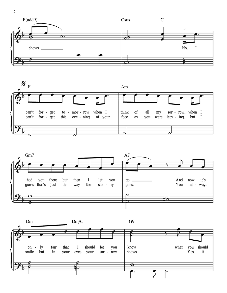 Without You Easy Piano scores gallery preview page 2