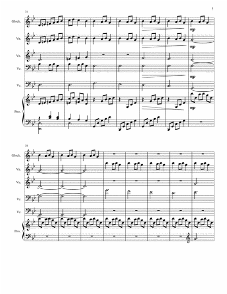 Carol of the Bells Piano Trio scores gallery preview page 3