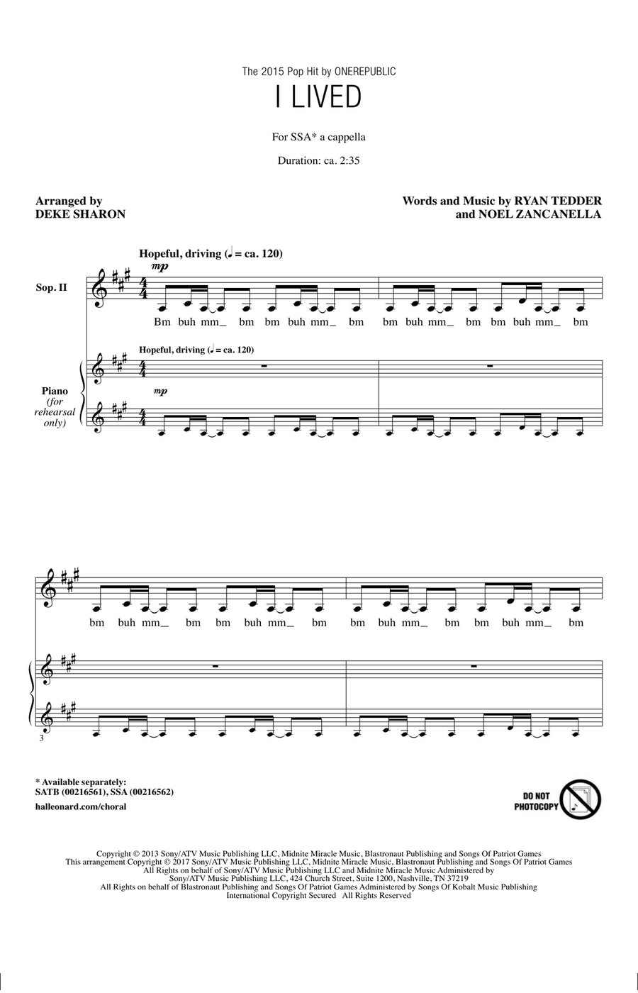 I Lived (arr. Deke Sharon)