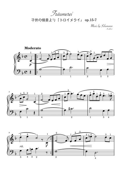 "Träumerei" (Fdur) piano solo Beginner
