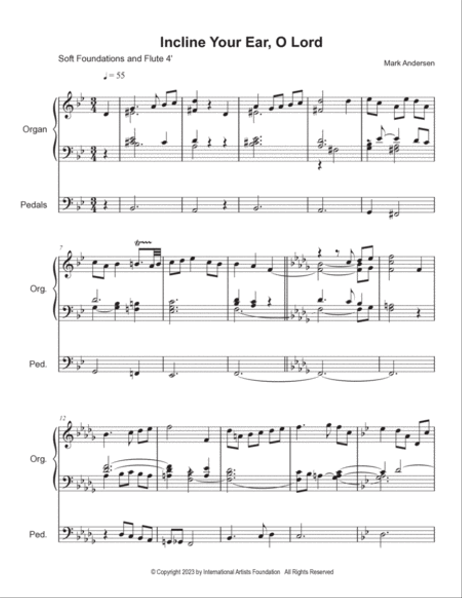Incline Your Ear, O Lord for organ by Mark Andersen Organ Solo scores gallery preview page 2