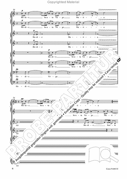 Hodie beata Virgo Maria Choir - Sheet Music