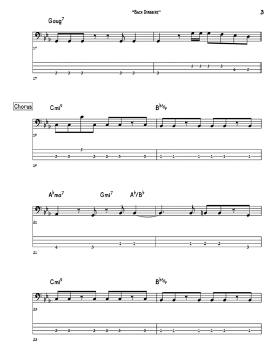 Back Stabbers Back Stabbers Bass Guitar scores gallery preview page 3