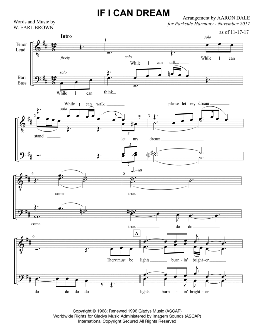 If I Can Dream TTBB scores gallery preview page 1
