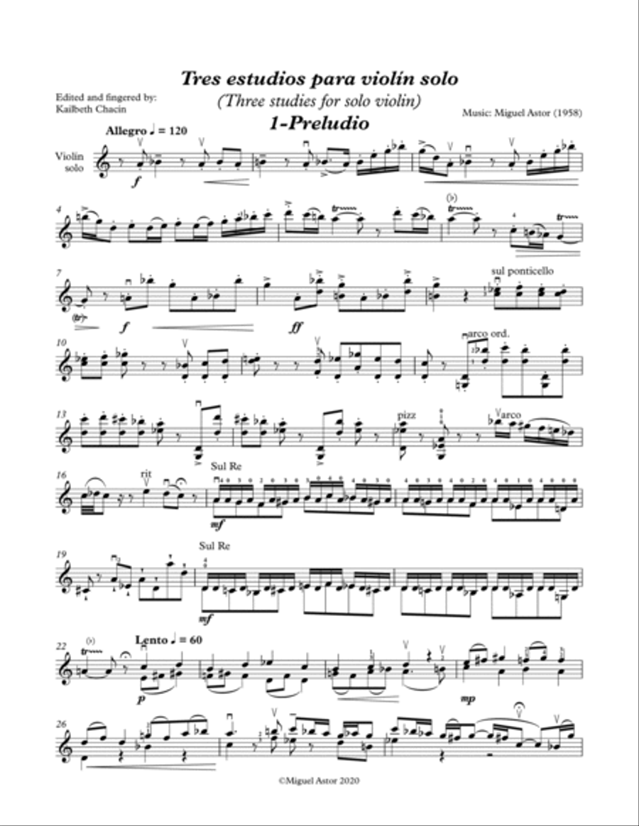 Three studies for violin solo Violin Solo scores gallery preview page 2