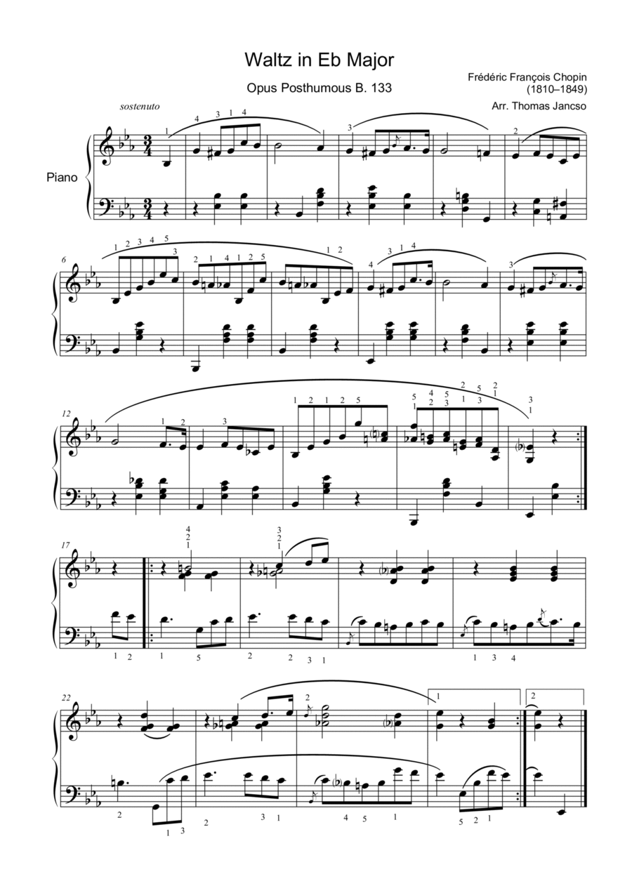 Waltz in E-flat major Waltz in E-flat major Piano Solo scores gallery preview page 1
