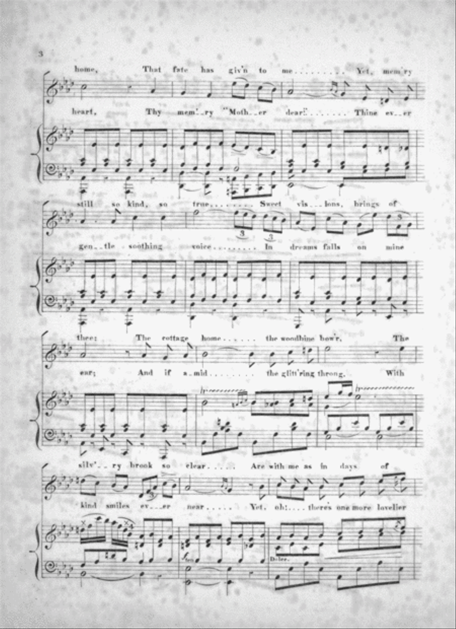 The Wanderer's Dream of Home, or, Recollections of Childhood. A Much Admired Ballad Voice scores gallery preview page 3