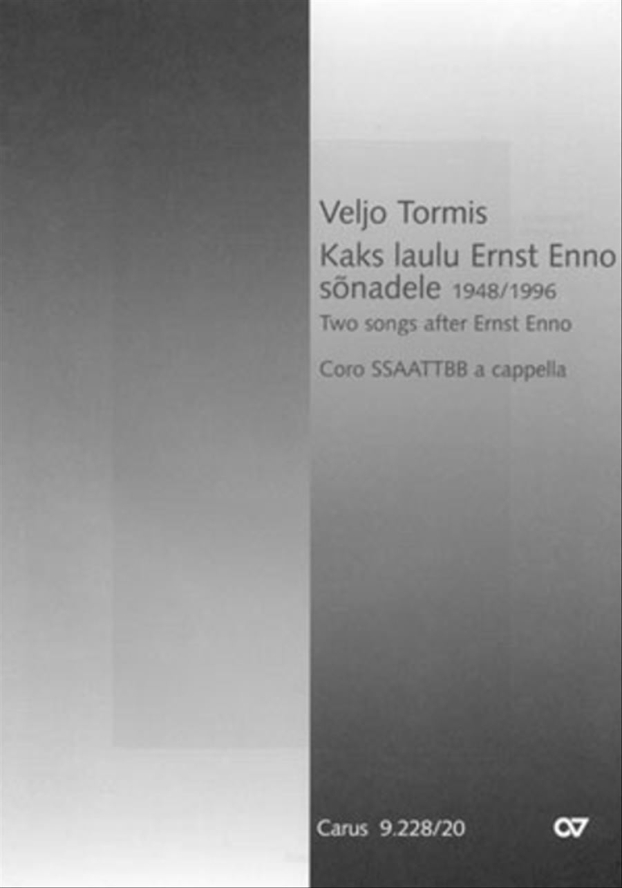 Kaks laulu Ernst Enno sonadele / Zwei Lieder nach Ernst Enno Choir scores gallery preview page 1