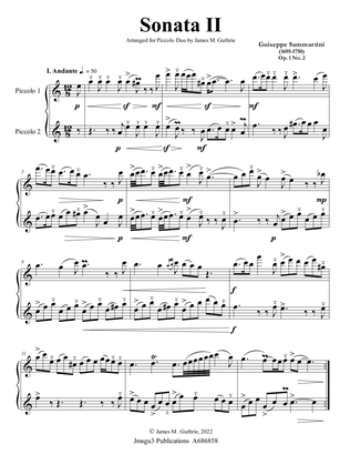Sammartini: Sonata Op. 1 No. 2 for Piccolo Duo