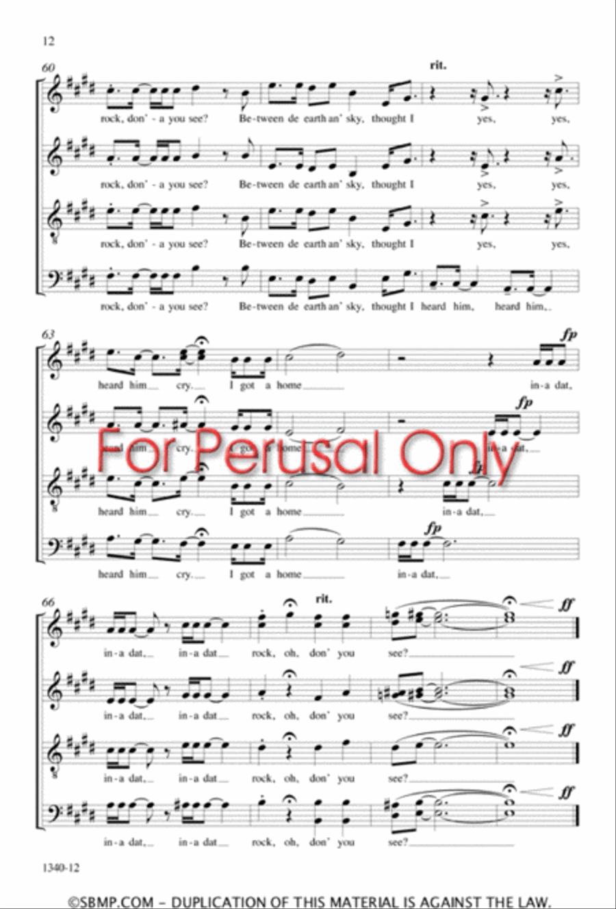 I Got a Home In-a Dat Rock - SATB Octavo 4-Part scores gallery preview page 11