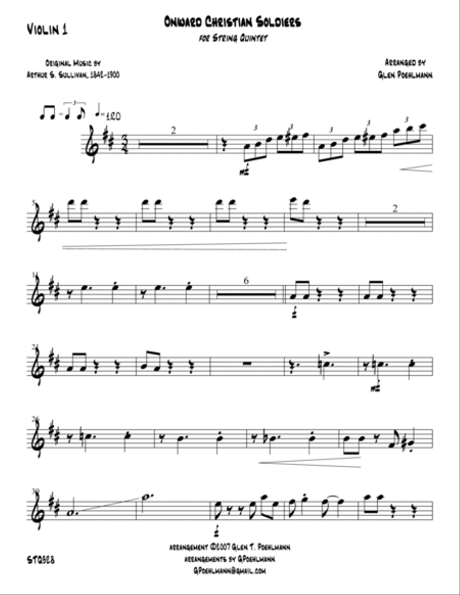 ONWARD CHRISTIAN SOLDIERS - STRING QUINTET (unaccompanied) - Swing style! A Cappella scores gallery preview page 6