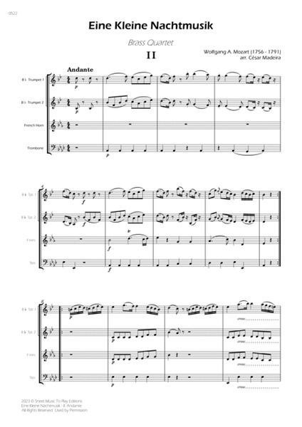 Eine Kleine Nachtmusik (2 mov.) - Brass Quartet (Full Score and Parts) image number null