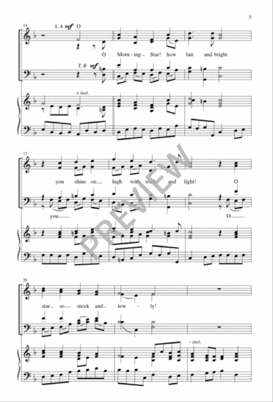 O Morning Star, How Fair and Bright 4-Part scores gallery preview page 3